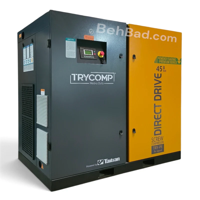 کمپرسور اسکرو 45 کیلووات 6 متر مکعب Trycomp کوپل مستقیم FixSpead مدل TRY45PE-TBF