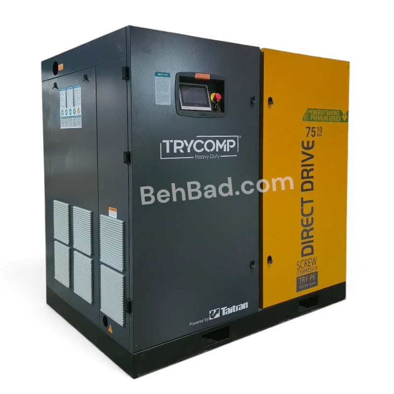 کمپرسور اسکرو 75 کیلووات 11/5 متر مکعب Trycomp کوپل مستقیم اینورتر دار مدل TRY75PE-10